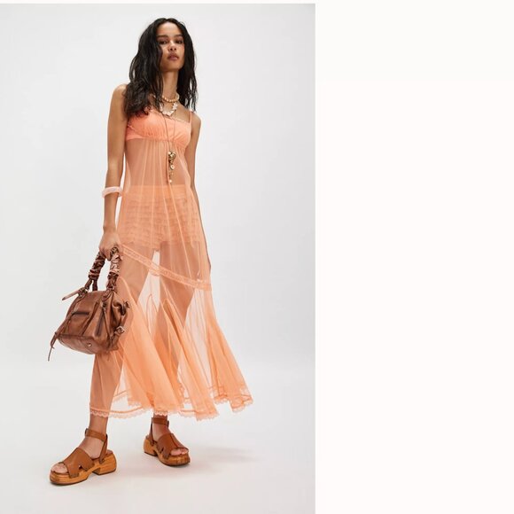 Free People NWT Madeline Mesh Maxi Slip - xs - Picture 4 of 10